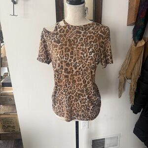 LNA Leopard Cut Out Top S
